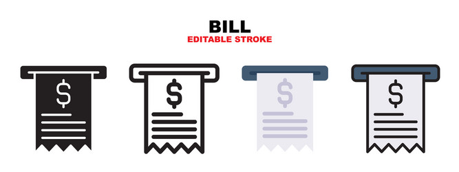 bill icon set with different styles editable vector image