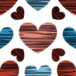blue red and pink hearts with stripes vector image
