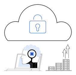 cloud security with ai integration for data vector image