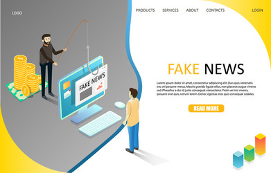 fake news landing page website template vector