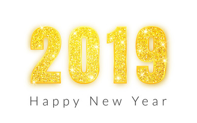 happy new year 2019 gold numbers design vector