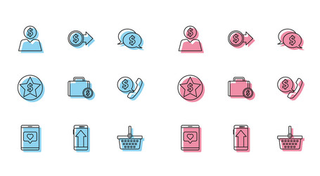 set line mobile phone and like with heart vector image