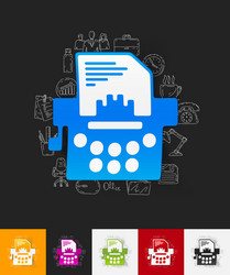 typewriter paper sticker with hand drawn elements vector image