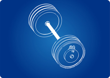 3d model of barbell on a blue vector