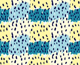 Abstract yellow and blue patches with black dots vector