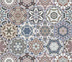 bright seamless pattern hexagonal tiles vector image
