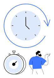 concept of time management with clock stopwatch vector image
