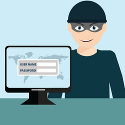 hacker stealing sensitive data as passwords from vector image