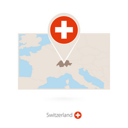 rectangular map switzerland with pin icon vector image