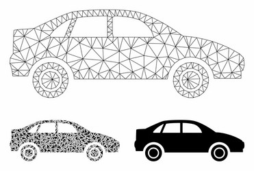 sedan car mesh network model and triangle vector image