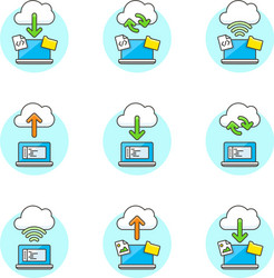 set of multicolor cloud-computing icons vector image