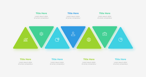 seven triangles arranged in a row infographic vector