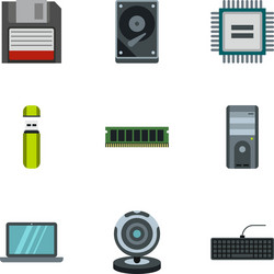 computer data icons set flat style vector image