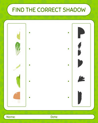 find the correct shadows game with vegetables vector image
