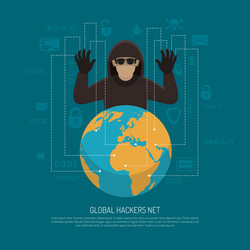 Global hackers net symbolic background poster vector