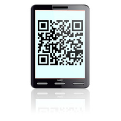 tablet computer with qr code vector image