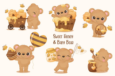 Watercolor Baby Bear Cub Vector Image