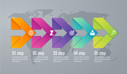 infographic five step with 3d triangle arrow vector