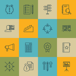 set of 16 project management icons includes vector image