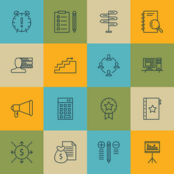 Set of 16 project management icons includes vector