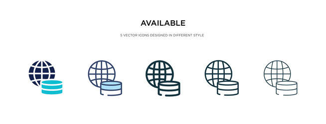 available icon in different style two colored vector image
