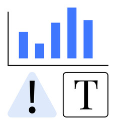 bar graph with alert warning sign and text symbol vector image
