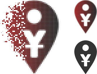 broken pixel halftone yuan map marker icon vector image