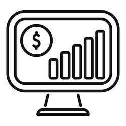 computer monitor showing growing bar chart vector image