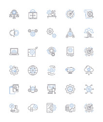 configuration line icons collection set-up vector image