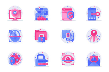 cyber security concept web flat color icons vector