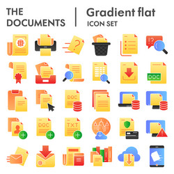 Documents flat icon set papers and files symbols vector