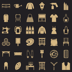 Embroidery icons set simple style vector