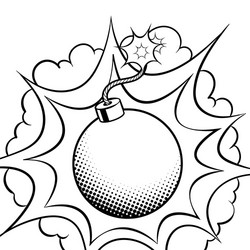 exploding bomb coloring book vector