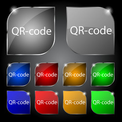 Qr-code sign icon scan code symbol set of colored vector