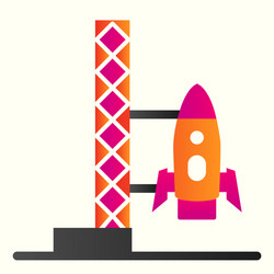 rocket launch line icon spaceship with ladder vector image