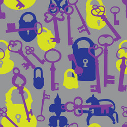 seamless pattern with padlocks and keys vector image