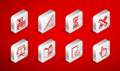 set line pixel hand cursor triangular ruler vector image