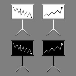 whiteboards with graphs showing growth and decline vector image