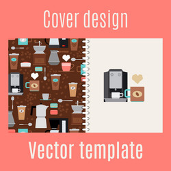 cover design with coffee maker pattern vector