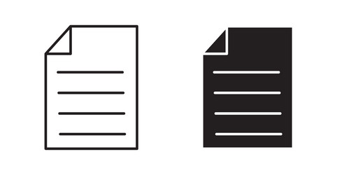 document icon set in thin line for web vector image