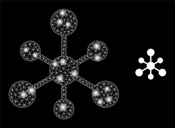 polygonal 2d mesh linked hub with glare spots vector image