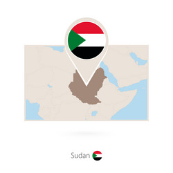rectangular map sudan with pin icon vector image