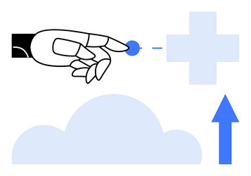 robotic hand interacting with digital element vector image
