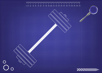 3d model of barbell on a blue vector