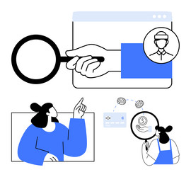 analyzing data trends and identifying user vector image