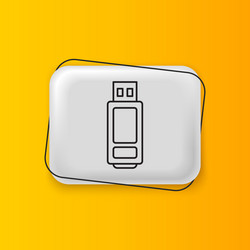 black usb flash drive icon isolated on yellow Vector Image