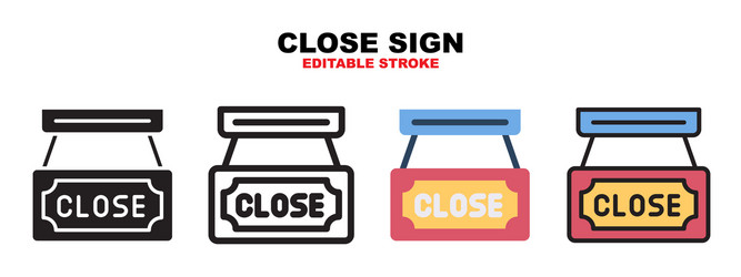 close sign icon set with different styles vector image
