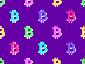 seamless pattern with 3d bitcoin symbol vector image