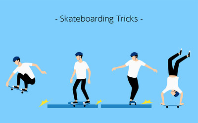 Skateboarding Tricks Grab Grind Slide Handstand Vector Image
