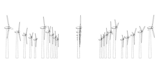 wind turbines rendering of 3d vector image